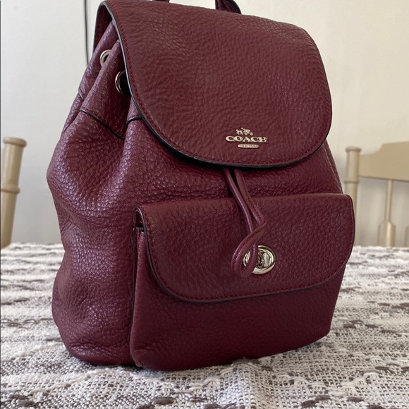 Coach Burgundy Leather Backpack - Picture 1 of 11
